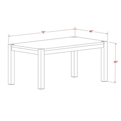 LM7-07-T Lismore Modern Dining Table - Rectangle Rustic Farmhouse Table, 40x72 Inch, Jacobean