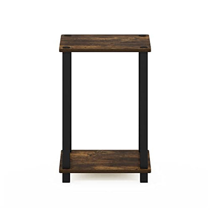 Simplistic 1-Tier End Side Night Stand/Bedside Table with Plastic Poles, Amber Pine/Black