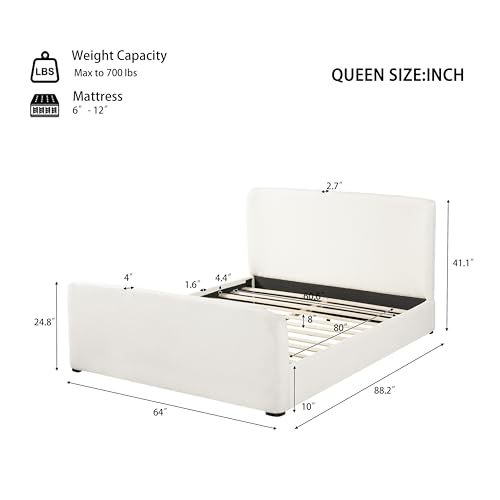 Queen Size Upholstered Platform Bed Frame with Headboard & Footboard, view 3