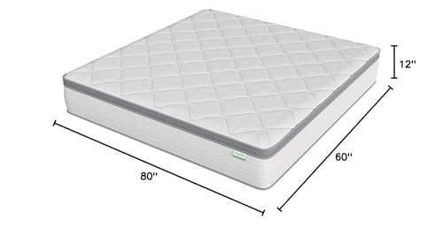 Queen Mattress, 12 Inch Hybrid Mattress Queen with Comfort Foam,Innerspring Pillow Top Mattresses in a Box, Pressure & Pain Relief, Soft Feel but Supportive
