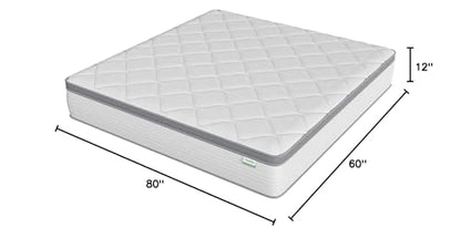 Queen Mattress, 12 Inch Hybrid Mattress Queen with Comfort Foam,Innerspring Pillow Top Mattresses in a Box, Pressure & Pain Relief, Soft Feel but Supportive