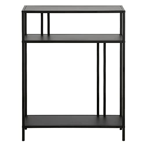 22" Wide Rectangular Console Table with Metal Shelves in Blackened Bronze, Entryway Table, Accent Table for Living Room, Hallway