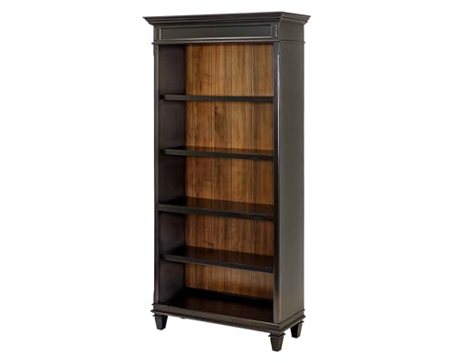 Hartford Wood Bookcase in Two Tone Distressed Black