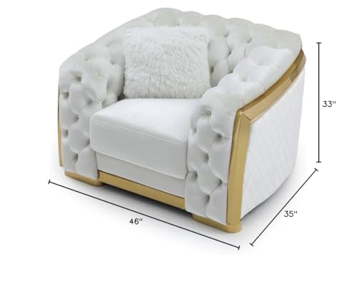 Glory Furniture Lexi 19" H Modern Velvet Upholstered Accent Chair in Ivory/Gold