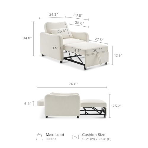 Sophie 4-in-1 Convertible Sleeper Chair Bed, Accent Chair, Chaise Lounge, view 3