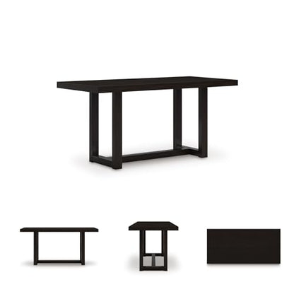 Signature Design by Ashley Neymorton Modern Counter Height Dining Table with Trestle Base, Thick Top Profile, Mango Veneer, Dark Brown Finish, Seats 4