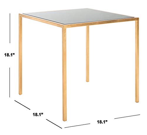 SAFAVIEH Home Collection Kiley Gold Leaf/ Black Glass Mirror Top Square Side End Accent Table