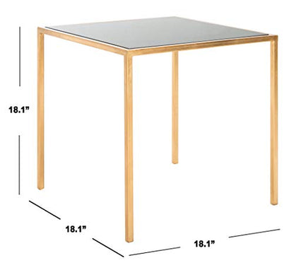 SAFAVIEH Home Collection Kiley Gold Leaf/ Black Glass Mirror Top Square Side End Accent Table