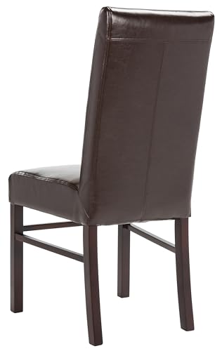 SAFAVIEH Home Collection - Classic Brown Faux Leather Side Chair, Upholstered Dining Accent Chair with Sturdy Wood Frame (HUD8205A)