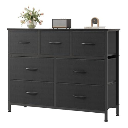 Black Dresser for Bedroom with 7 Fabric Drawers Storage Organizer, view 2