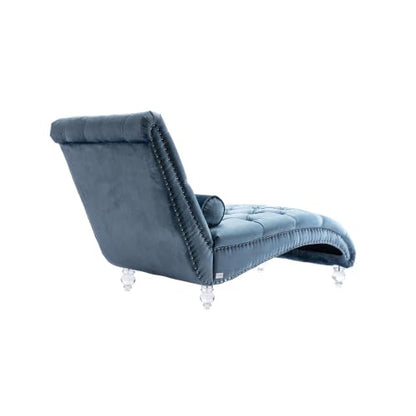 64" Velvet Chaise Lounge Chair Indoor with Ergonomic S-Shaped Backrest & 1, view 8