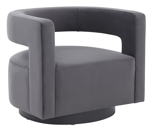 SAFAVIEH Couture Collection Edgar Dark Grey Velvet/Silver Swivel Chair (Fully Assembled)