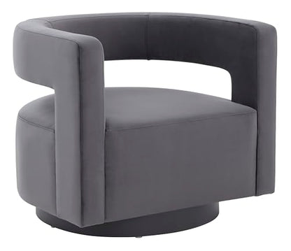 SAFAVIEH Couture Collection Edgar Dark Grey Velvet/Silver Swivel Chair (Fully Assembled)