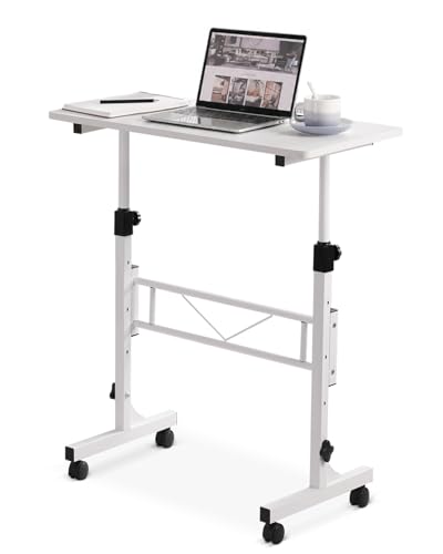 Small Standing Desk Adjustable Height, Mobile Stand Up Desk with Wheels, view 2