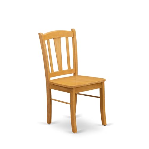 DLC-OAK-W Dublin Dining Chairs - Slat Back Wooden Seat Chairs, Set of 2, Oak