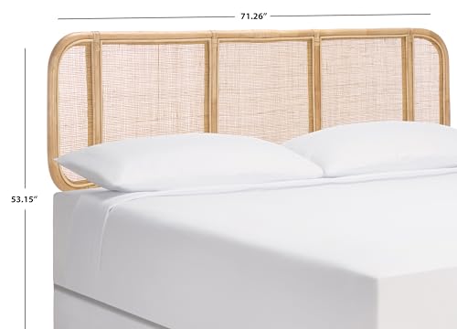 SAFAVIEH Furniture - Takuma King Headboard - Natural - Rattan & Solid Wood - Handwoven Cane Design for Bedroom & Guest Room, 79.1" W x 5.9" D x 53.2" H (HBD8008A-K)