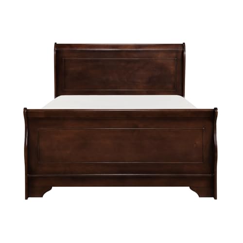 Traditional Queen Bed Dark Cherry Finish Wooden Bedroom Furniture