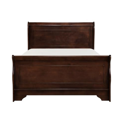 Traditional Queen Bed Dark Cherry Finish Wooden Bedroom Furniture