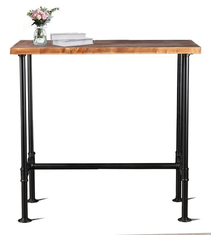 DIY Industrial Design Pipe Dining Table Casual Pub BAR Laptop Table Modern Studio Wood and Metal Rectangular Dining Table homeoffice Desk Breakfast high bar Table Brown Desktop 43.3" × 19.7"