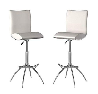 Minimalist Collection Height Adjustable Swivel Leatherette Bar Stool with Cushion and Gas Lift, Set of 2, White (S6049WH)