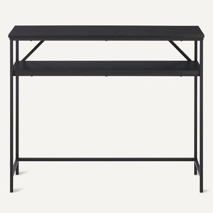 Rectangular Console Table with Storage Shelf, Steel Frame, 39x31x11.8 in, Black