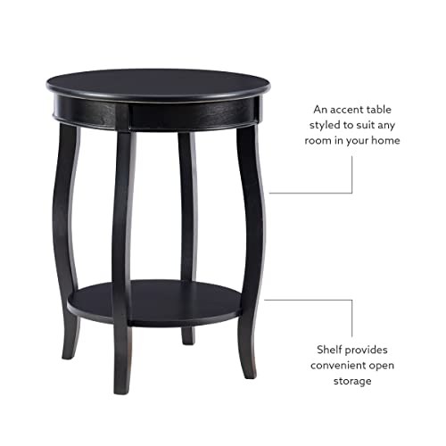Powell Furniture Round Table with Shelf, Black