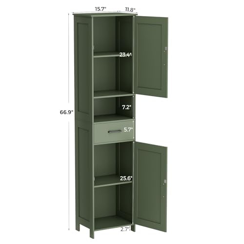 67" H Tall Bathroom Storage Cabinet with Barn Doors and Drawer, view 5