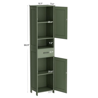 67" H Tall Bathroom Storage Cabinet with Barn Doors and Drawer, view 5