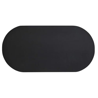 Caspian 72Inch Oval Dining Table Industrial Concrete Black Finish Modern Kitchen Room Entertaining Home Furniture Quality Stylish Elegant Durable Refined Versatile