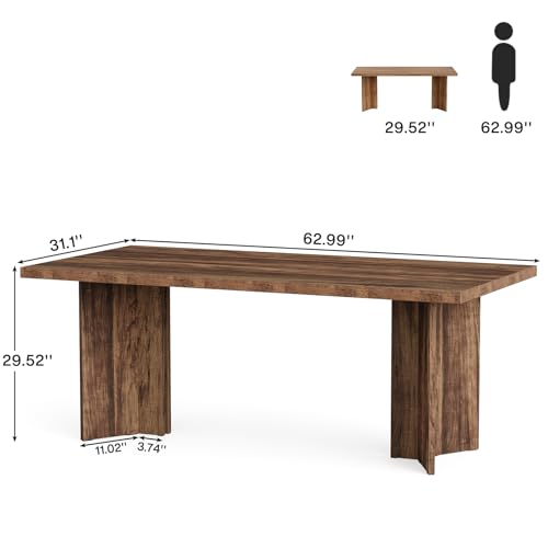 Tribesigns 63-inch Executive Desk, Vintage Office Computer Desk with Large Tabletop, Farmhouse Wood Writing Conference Table Workstation for Home Office, Study, Dark Brown