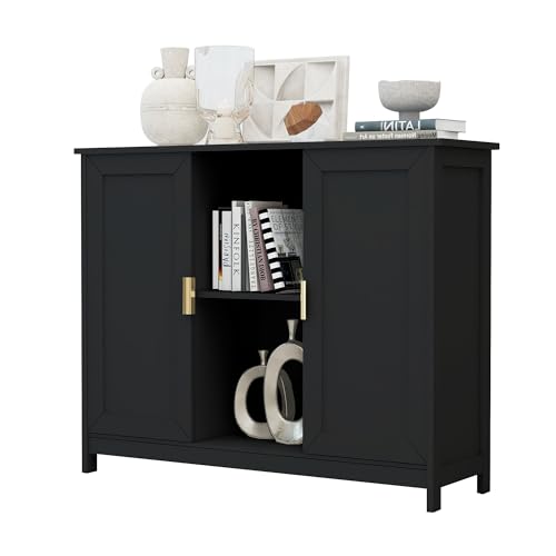 Black Buffet Cabinet,Modern Narrow Sideboard Buffet Cabinet, view 2