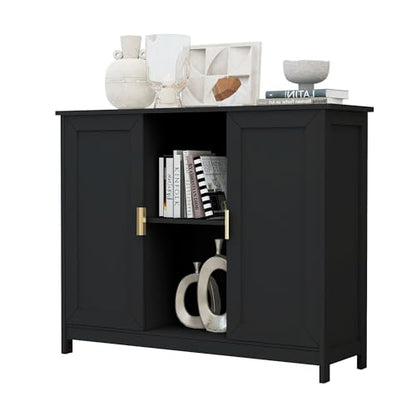 Black Buffet Cabinet,Modern Narrow Sideboard Buffet Cabinet, view 2