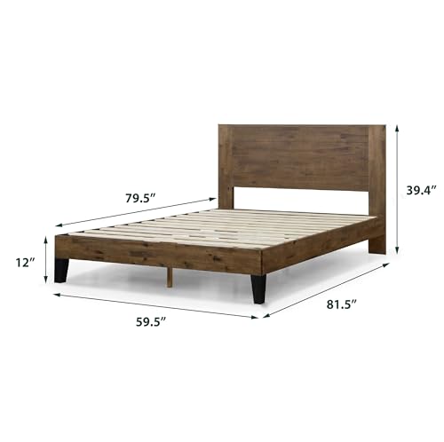 Zinus Tonja Wood Platform Bed Frame with Headboard, view 4