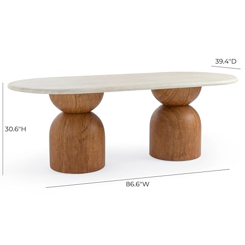 Long Dining Table in Brown,Travertine Ash Wood, view 3
