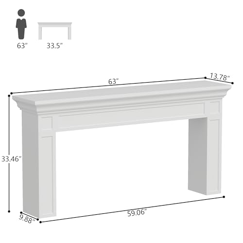 63" Long Console Tables for Entryway, Modern Rectangular Sofa Table Behind the Couch, Narrow Long Entry Accent Table for Living Room, Entrance, Hallway, Foyer (White)