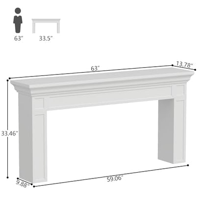 63" Long Console Tables for Entryway, Modern Rectangular Sofa Table Behind the Couch, Narrow Long Entry Accent Table for Living Room, Entrance, Hallway, Foyer (White)