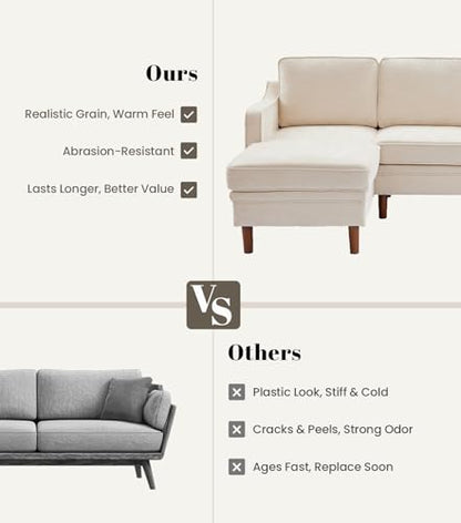 88" L-Shape Sofa, Chenille Sectional Couch, Mid Century Modern Couches with Solid Wood Frame for Living Room Bedroom