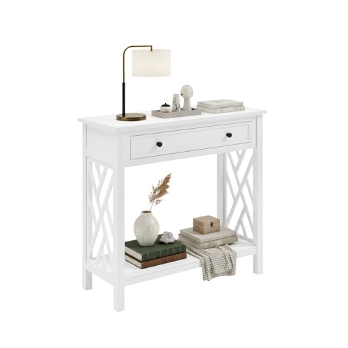 Coventry 32-Inch Wood Console Table with Drawer & Lower Shelf – Traditional to Contemporary Sofa Table with Open Side Accent Design for Entryway, Hallway or Living Room by (White)