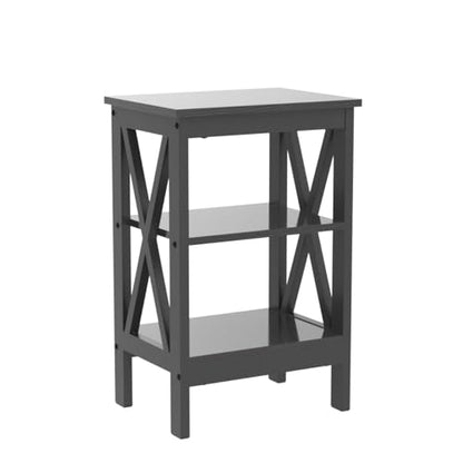 End Side Table Night Stand Set Of 2,X-Design with Storage Shelf for Bedroom,Living Room,Black