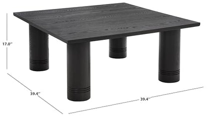 SAFAVIEH Furniture - Aramin Square Coffee Table - Black - Modern Living Room Table with Sculptural Legs for Living Room, Family Room, 39.4" W x 39.4" D x 17" H (COF2307B)
