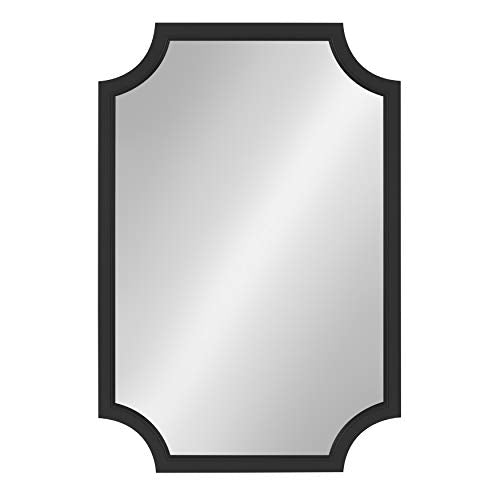 Hogan Wood Framed Mirror with Scallop Corners, 24 x 36, Black