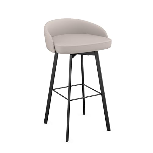 Cruz 26 in. Swivel Counter Stool - Cream Faux Leather/Black Metal
