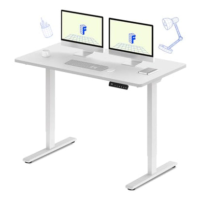 FLEXISPOT E3 Dual Motor Electric Standing Desk 55 x 28 Sit Stand Up Desk, Holds 220 lbs, Adjustable Height w/Memory Presets, One-Piece White Desktop & White Frame, Ships in 2 Boxes