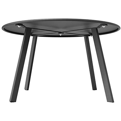 Round Steel Patio Coffee Table, Weather Resistant Outdoor Large Side Table, Black…