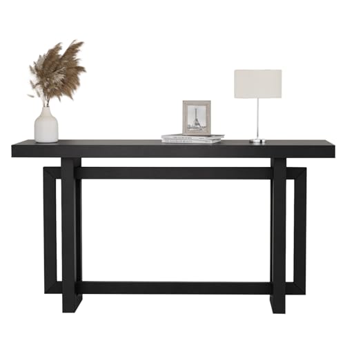 59.05-Inch Long Behind Couch Sofa Table for Living Room, Farmhouse Console Table with Storage, Narrow Accent Entryway Tables for Hallway Entrance Foyer (Black)