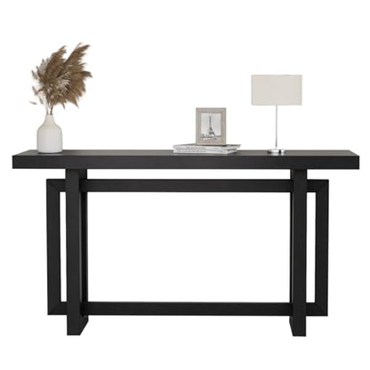59.05-Inch Long Behind Couch Sofa Table for Living Room, Farmhouse Console Table with Storage, Narrow Accent Entryway Tables for Hallway Entrance Foyer (Black)