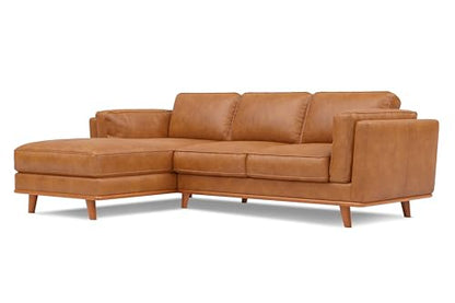 Valencia Artisan Full Leather Sofa - Pure Full Italian Nappa Leather Couch, Solid Wood Accent, Ultimate Comfort (Cognac, Left Chaise Sectional)