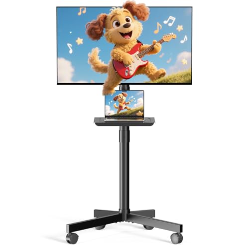 Mobile TV Cart Rolling TV Stand for 23-60 Inch LCD LED Flat Curved Screens up, view 2
