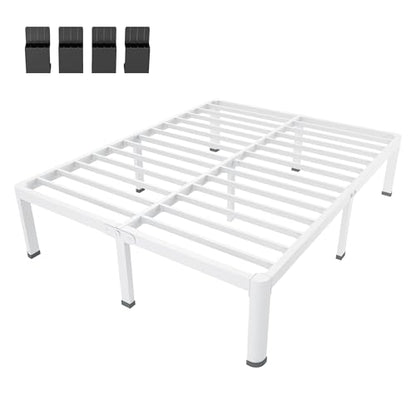 Queen White Bed Frame with Round Legs, view 7
