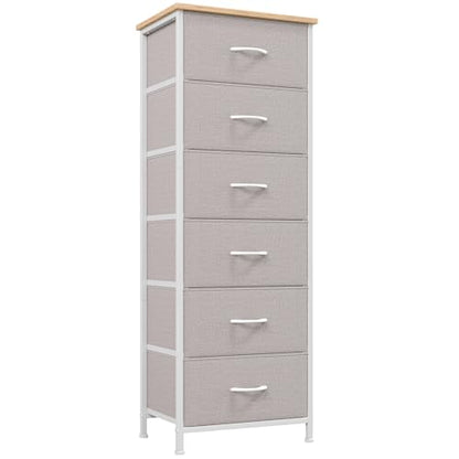 Tall Dresser for Bedroom, 6 Drawer Storage Cabinet, Ash Grey, view 2